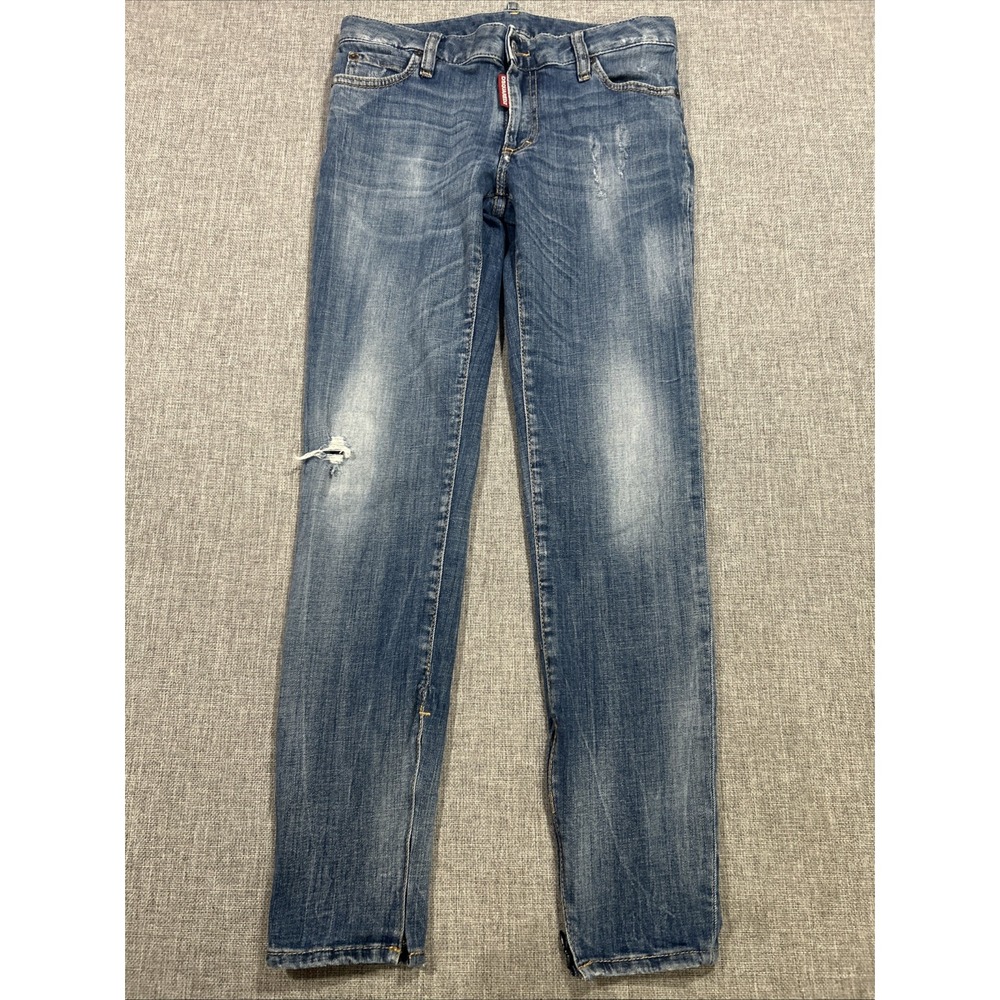 Dsquared2 Womens Twiggy Jeans 28"x28" Skinny Crop Distressed 38 Stretch Denim